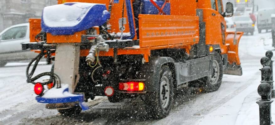 Salt Truck Spreading Ice Melt