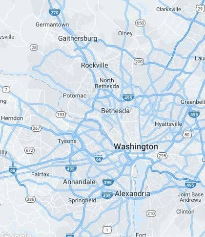 Map of Bethesda MD and Washington DC Areas